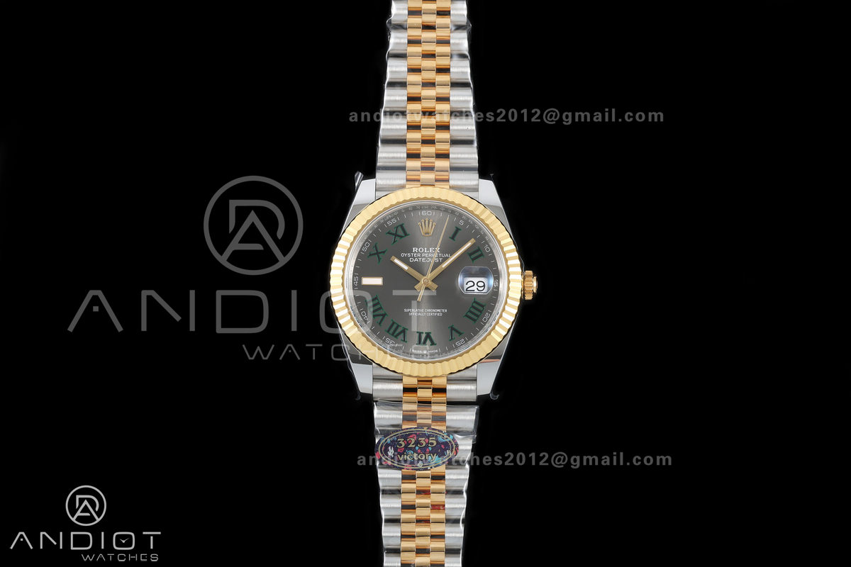 DateJust 41 126333 904L SS/YG VF 1:1 Best Edition Gray Dial Green Roman on Jubilee Bracelet DD3235